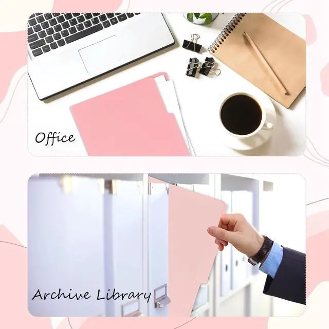 Alt view image 5 of 7 - 12Pcs Pink File Folders Letter Size Colored Manilla File Folders with 1/3-cut Tabs Decorative File Pockets for Office School Business Home Organizer(12, Pink Series)