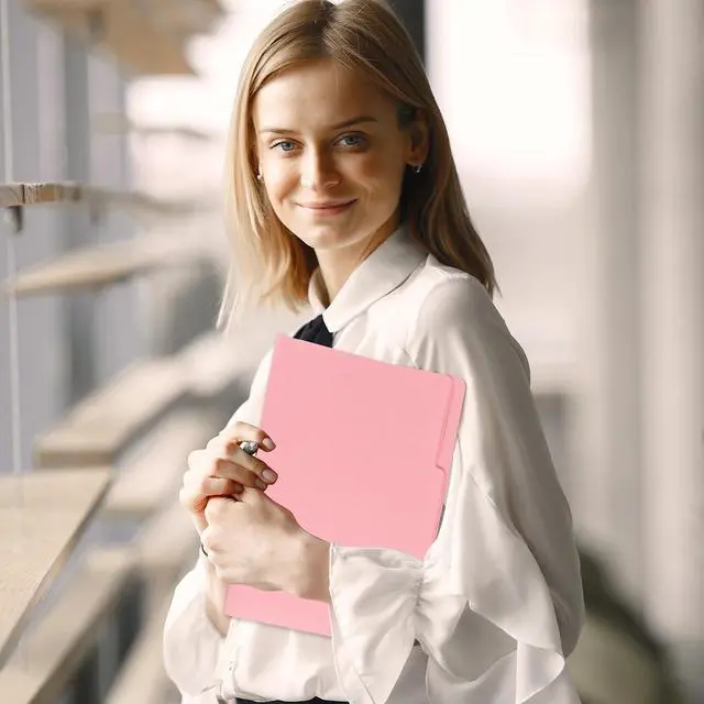 Alt view image 6 of 7 - 12Pcs Pink File Folders Letter Size Colored Manilla File Folders with 1/3-cut Tabs Decorative File Pockets for Office School Business Home Organizer(12, Pink Series)