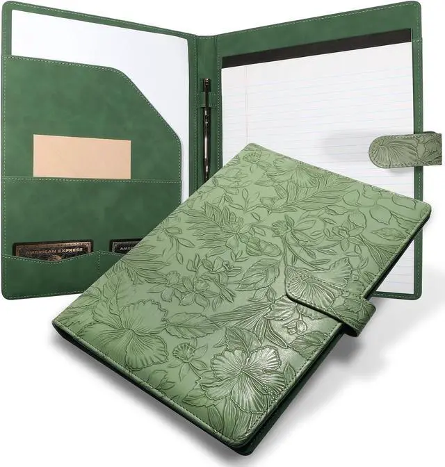 Main image of Professional Padfolio Portfolio Binder, Textured Embossing Faux Leather
