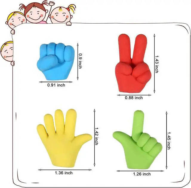 Alt view image 2 of 7 - 36 Pcs Pencil Top Erasers Fun Eraser Toppers for Kids, Bulk Cute Rock Paper Scissors Eraser Caps, 4 Colors