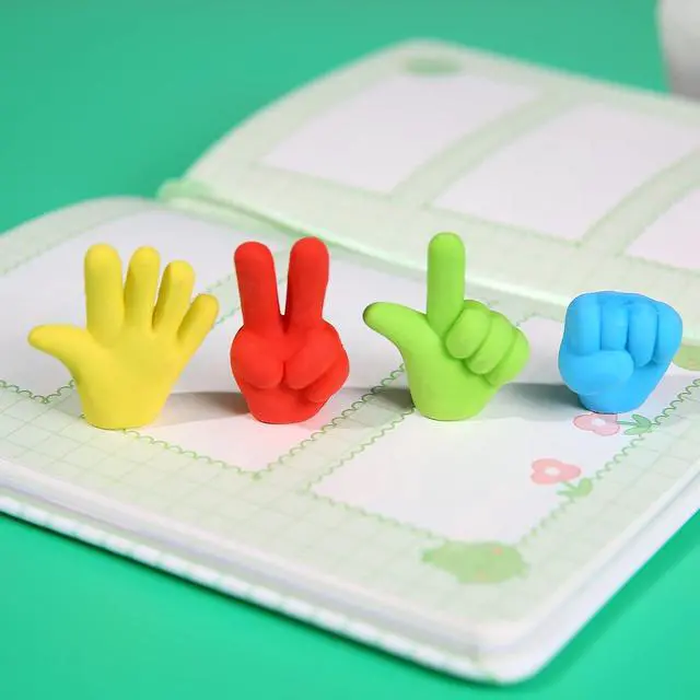 Alt view image 3 of 7 - 36 Pcs Pencil Top Erasers Fun Eraser Toppers for Kids, Bulk Cute Rock Paper Scissors Eraser Caps, 4 Colors