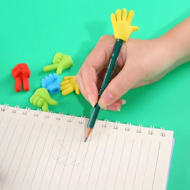 Alt view image 4 of 7 - 36 Pcs Pencil Top Erasers Fun Eraser Toppers for Kids, Bulk Cute Rock Paper Scissors Eraser Caps, 4 Colors