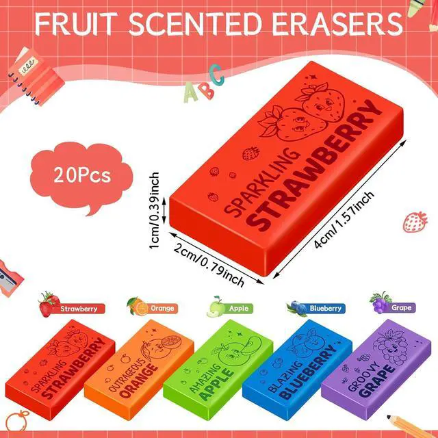 Alt view image 2 of 6 - Amazingspark Fruit Scented Erasers Bulk for Kids, Smelly Erasers, 20 Pcs