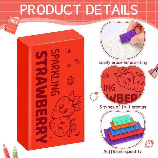 Alt view image 3 of 6 - Amazingspark Fruit Scented Erasers Bulk for Kids, Smelly Erasers, 20 Pcs