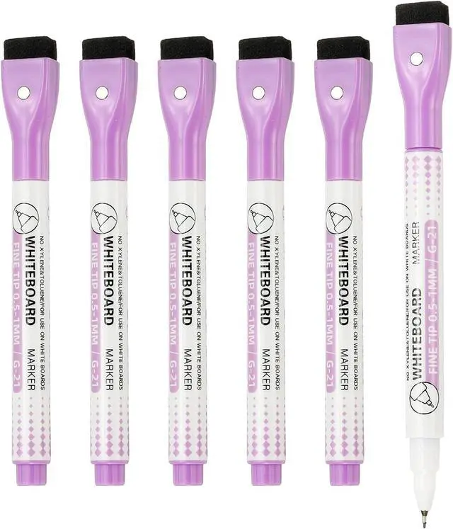 Main image of PATIKIL Magnetic Whiteboard Pen Fine Tip Dry Erase Purple 0.5-1mm Tip 6Pcs