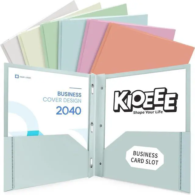 Main image of Plastic Folders with Pockets and Prongs (Pastels,6 Pack),Fit Letter Size Paper,Business Card Slot,2-Pocket Folder for School Office or Home,Durable Acid-Free Poly,Back to School Supplies Bulk