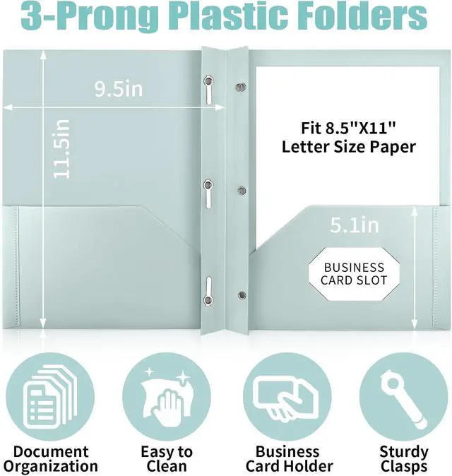 Alt view image 3 of 7 - Plastic Folders with Pockets and Prongs (Pastels,6 Pack),Fit Letter Size Paper,Business Card Slot,2-Pocket Folder for School Office or Home,Durable Acid-Free Poly,Back to School Supplies Bulk