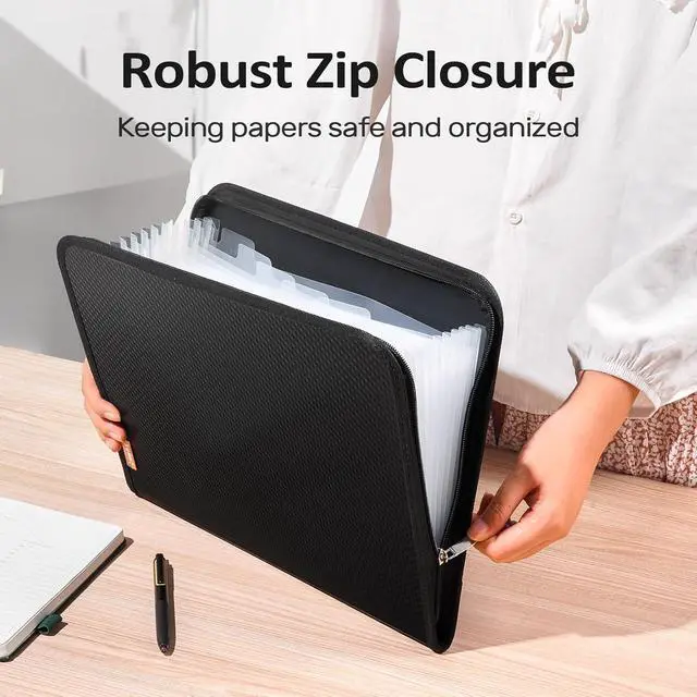 Alt view image 2 of 7 - Sooez 13 Pocket Accordion File Organizer, Zipper Expanding File Folder A4