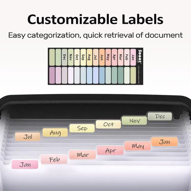 Alt view image 5 of 7 - Sooez 13 Pocket Accordion File Organizer, Zipper Expanding File Folder A4