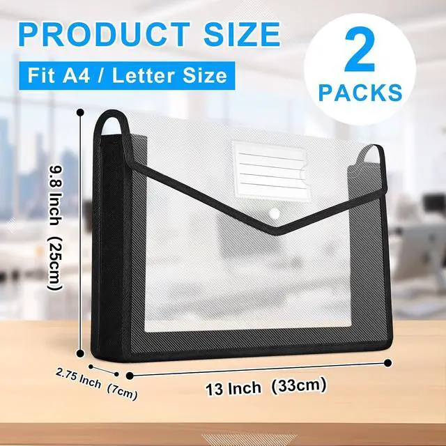 Alt view image 2 of 7 - HOUYEE 2 PCS Plastic Expanding File Folder with Snap Closure,Large Capacity