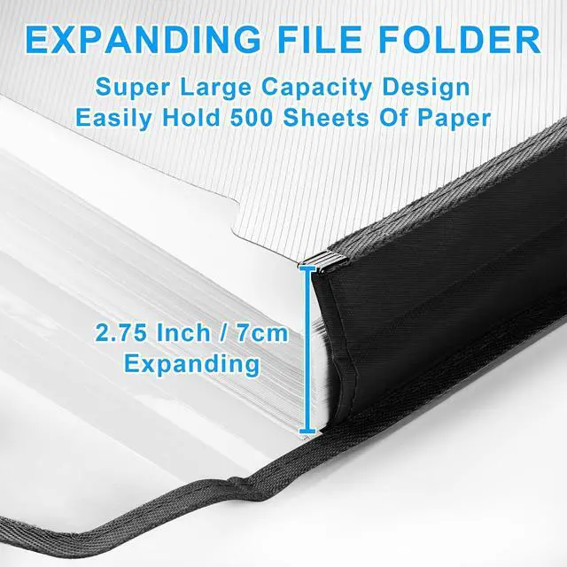 Alt view image 4 of 7 - HOUYEE 2 PCS Plastic Expanding File Folder with Snap Closure,Large Capacity