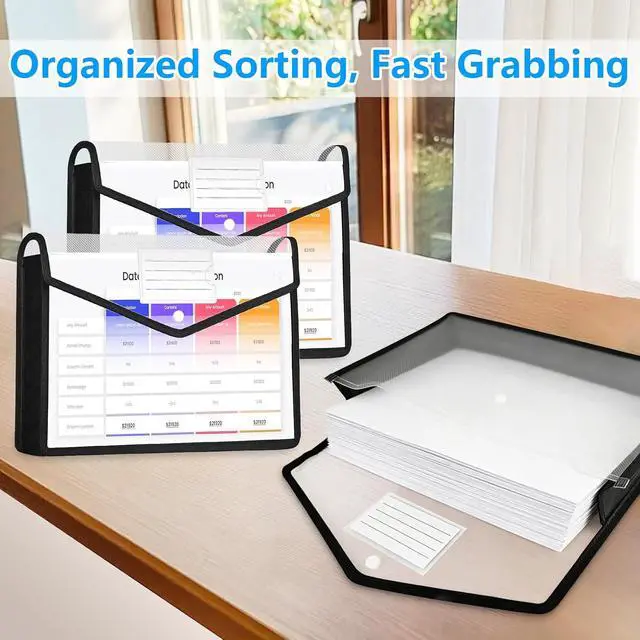 Alt view image 6 of 7 - HOUYEE 2 PCS Plastic Expanding File Folder with Snap Closure,Large Capacity