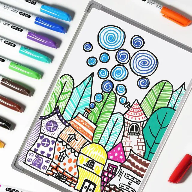 Alt view image 5 of 7 - VEESA 48 Count Dry Erase Markers in 12 Colors for Classroom, Low-Odor