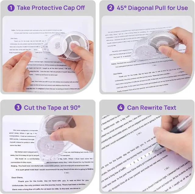 Alt view image 4 of 7 - 2 Pcs Correction Tape, 98.43 Ft, 0.2 in Width, White Wrong Out