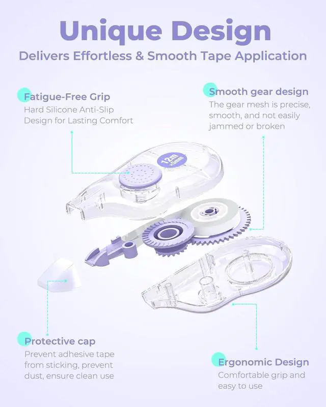 Alt view image 4 of 7 - Four Candies White Correction Tape, 39.4 ft, 12 Pack Smooth Pull-Out Tape
