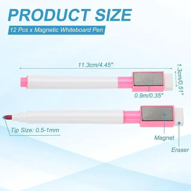 Alt view image 2 of 6 - PATIKIL Fine Tip Dry Erase Pink Magnetic Whiteboard Pen,12 Pcs,0.5-1mm Tip
