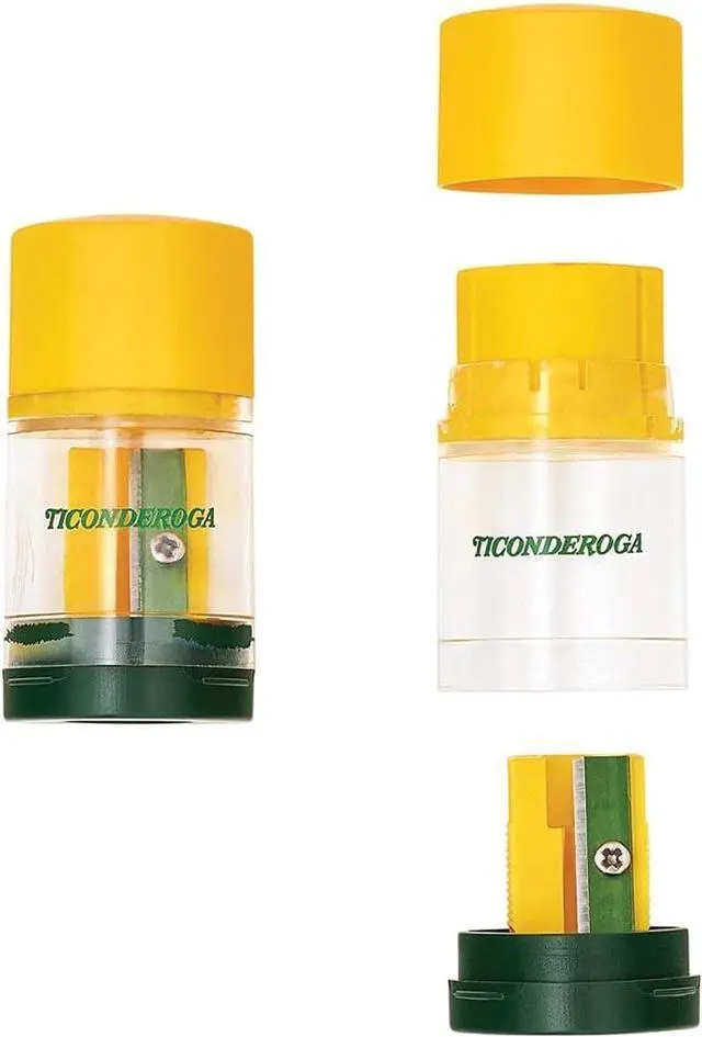 Main image of Ticonderoga Duo 2-in-1 Sharpener & Eraser, 2.125" x 1.125" x 1", Yellow/Green