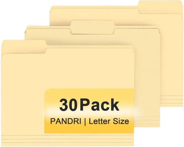 Main image of PANDRI Colored File Folders, 30 Pack 1/3 Cut Tab File Folder, Manila