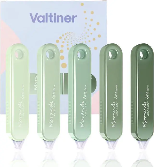 Main image of 5-Piece Correction Tapes, Aesthetic Cute White Pull Out Tape, Quick Dry, Instant Correct, Easy to Use for School Office Supplies (Green)