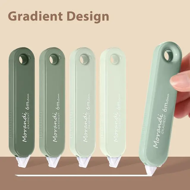 Alt view image 3 of 7 - 5-Piece Correction Tapes, Aesthetic Cute White Pull Out Tape, Quick Dry, Instant Correct, Easy to Use for School Office Supplies (Green)