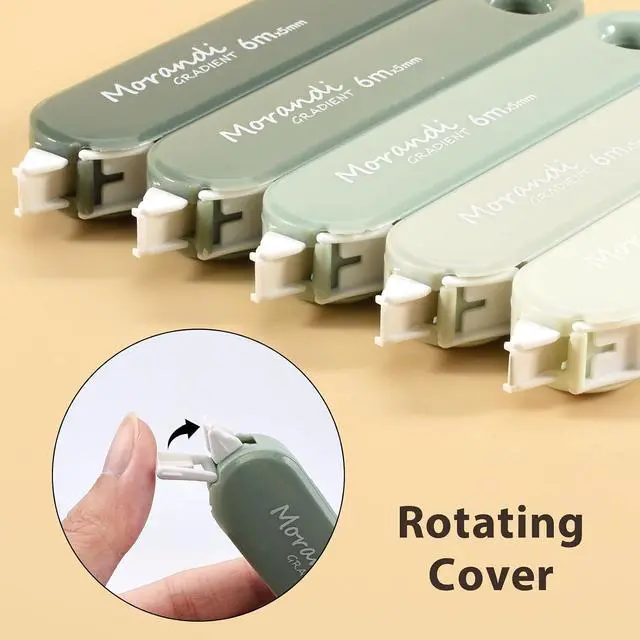 Alt view image 6 of 7 - 5-Piece Correction Tapes, Aesthetic Cute White Pull Out Tape, Quick Dry, Instant Correct, Easy to Use for School Office Supplies (Green)
