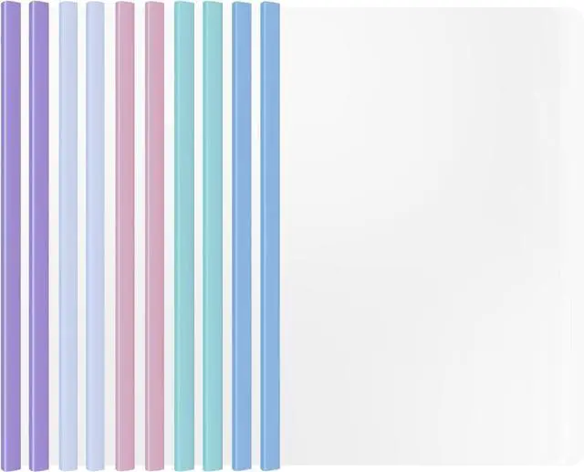 Main image of 10 Sliding Bar Report Covers A4 Letter Holds 70 Sheets Multi Color