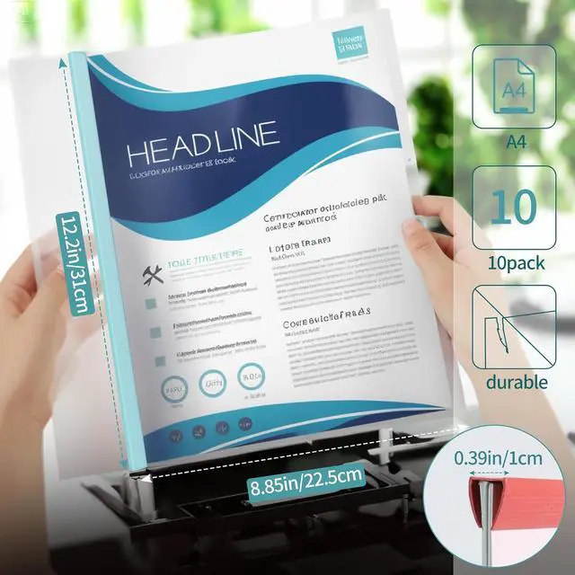 Alt view image 2 of 7 - 10 Sliding Bar Report Covers A4 Letter Holds 70 Sheets Multi Color