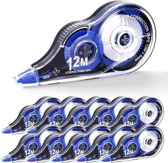 Main image of Correction Tape, 10 Pack Correction Tape Easy To Use Applicator for Instant Corrections, 39 ft Each for Study Supplies and Office Products (Blue)