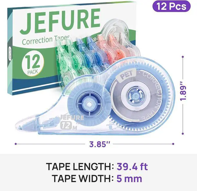 Alt view image 2 of 7 - 12 Pcs Correction Tape, 39.37 Ft, White Wrong Out, Colorful