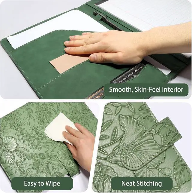 Alt view image 5 of 7 - Professional Padfolio Portfolio Binder, Textured Embossing Faux Leather