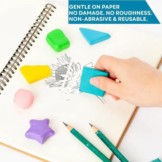 Alt view image 3 of 7 - 24 Pack Kneaded Erasers,Colorful Drawing Art Moldable Kneaded Sketching Erasers for Artists Blend, Shade, Smooth(24,Colored Eraser)