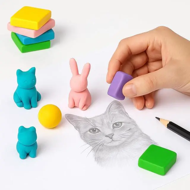 Alt view image 5 of 7 - 24 Pack Kneaded Erasers,Colorful Drawing Art Moldable Kneaded Sketching Erasers for Artists Blend, Shade, Smooth(24,Colored Eraser)