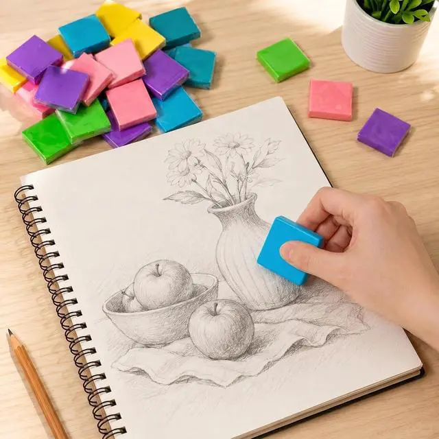 Alt view image 7 of 7 - 24 Pack Kneaded Erasers,Colorful Drawing Art Moldable Kneaded Sketching Erasers for Artists Blend, Shade, Smooth(24,Colored Eraser)