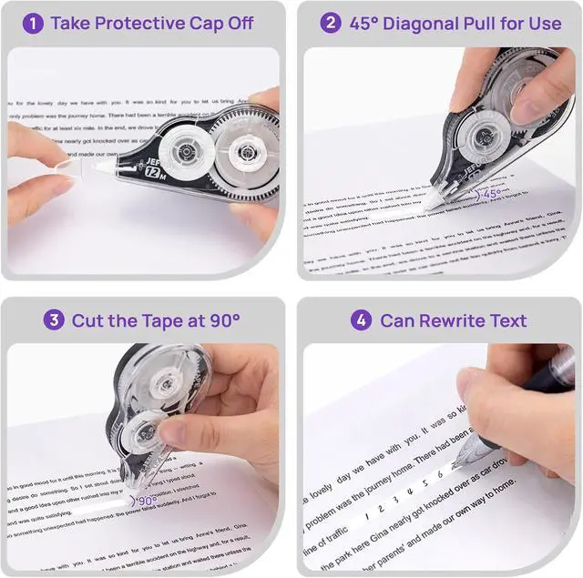 Alt view image 4 of 7 - 4 Pcs Correction Tape, 39.37 Ft White Wrong Out Tear-Resistant