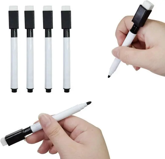Alt view image 4 of 5 - 25PCS Black Magnetic Mini Dry Erase Markers, 4.5 Inch Mini Whiteboard Marker Pens with Eraser Cap, Low Odor Fine Tip for School, Office, and Business Use
