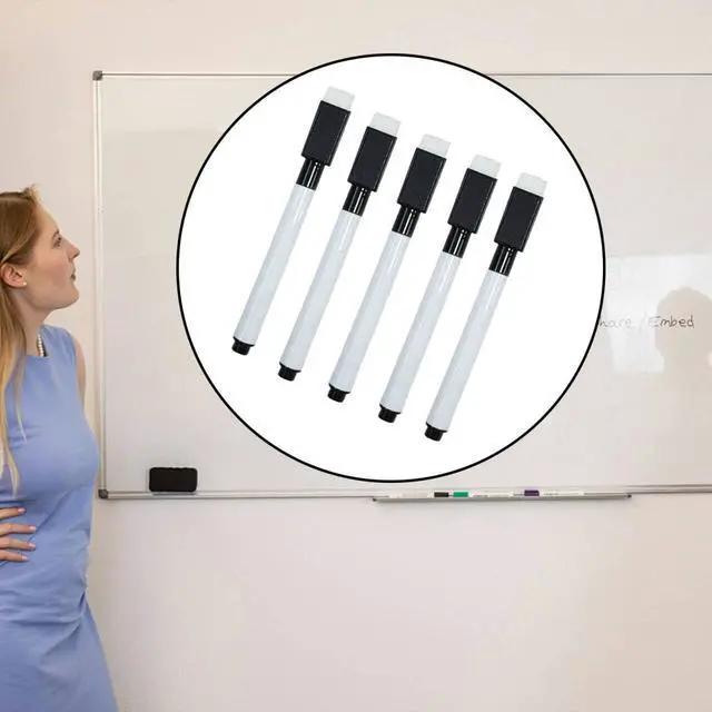 Alt view image 5 of 5 - 25PCS Black Magnetic Mini Dry Erase Markers, 4.5 Inch Mini Whiteboard Marker Pens with Eraser Cap, Low Odor Fine Tip for School, Office, and Business Use