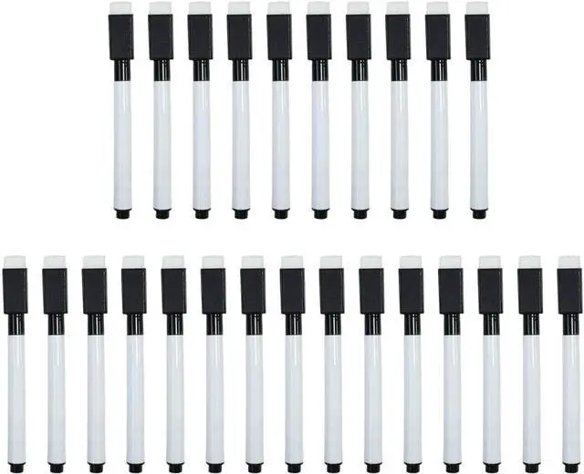 Main image of 25PCS Black Magnetic Mini Dry Erase Markers, 4.5 Inch Mini Whiteboard Marker Pens with Eraser Cap, Low Odor Fine Tip for School, Office, and Business Use