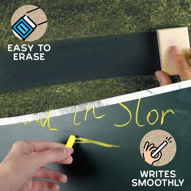 Alt view image 3 of 7 - ZENO Chalk for Blackboard 100 Sticks Multicolor Non-Toxic, Low Dust Classroom & School Chalk