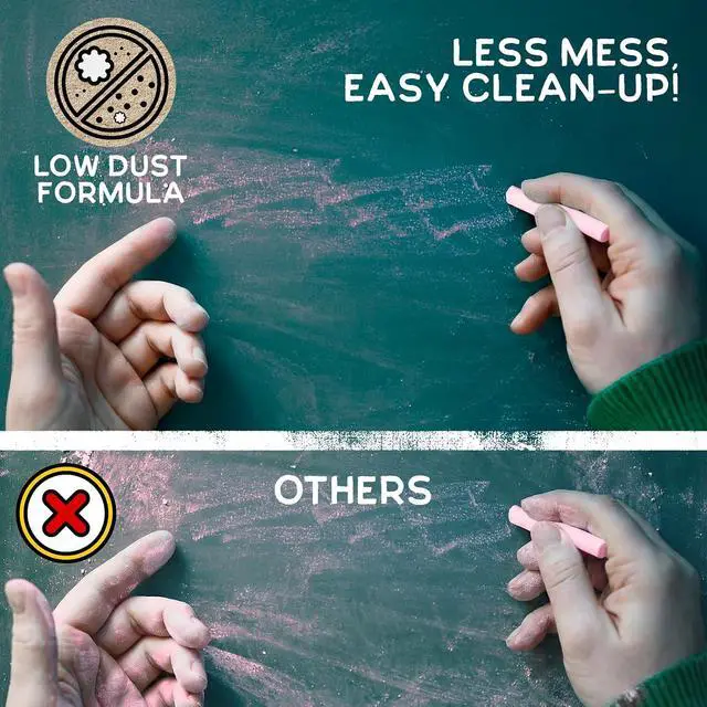 Alt view image 4 of 7 - ZENO Chalk for Blackboard 100 Sticks Multicolor Non-Toxic, Low Dust Classroom & School Chalk