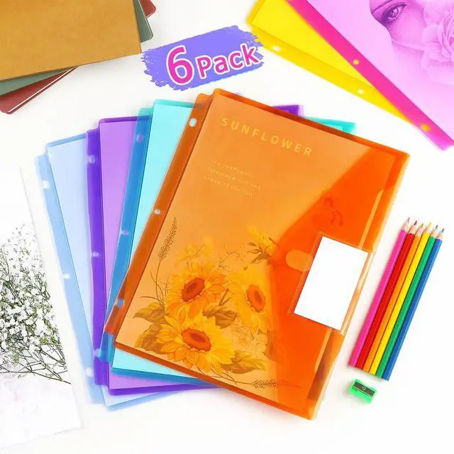 Alt view image 6 of 7 - Tamaki 6 Pack Binder Pockets for 3 Ring, Letter Size, Assorted Colors