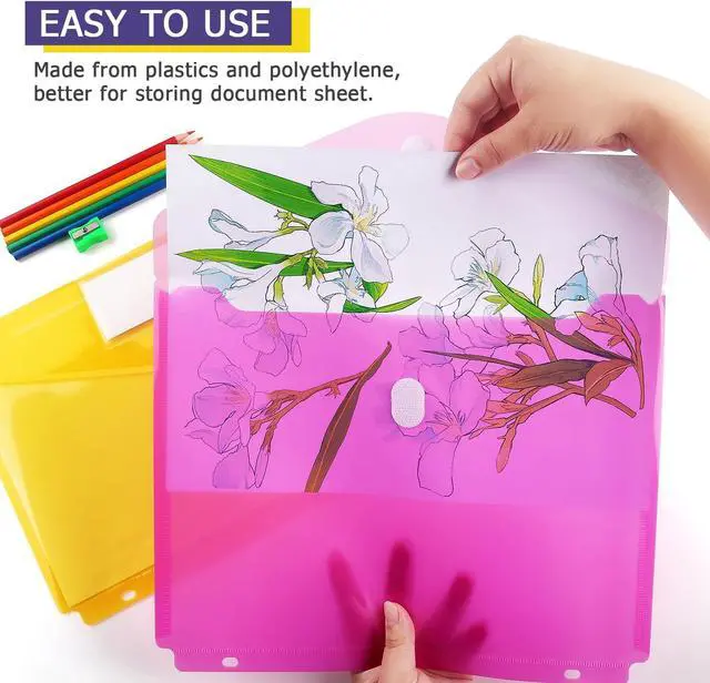 Alt view image 5 of 7 - Tamaki 6 Pack Binder Pockets for 3 Ring, Letter Size, Assorted Colors
