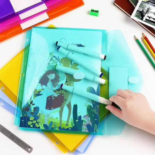Alt view image 7 of 7 - Tamaki 6 Pack Binder Pockets for 3 Ring, Letter Size, Assorted Colors