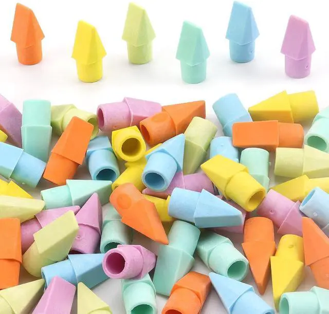 Main image of NNY 60 PCS Pencil Top Erasers, 6 Colors