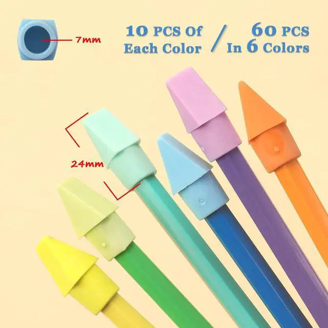 Alt view image 3 of 7 - NNY 60 PCS Pencil Top Erasers, 6 Colors