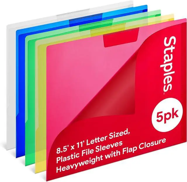 Main image of Staples Poly Project Jackets, Letter Size, Clear-Front, 5/Pack