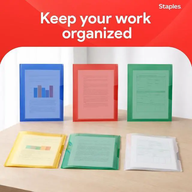 Alt view image 5 of 6 - Staples Poly Project Jackets, Letter Size, Clear-Front, 5/Pack