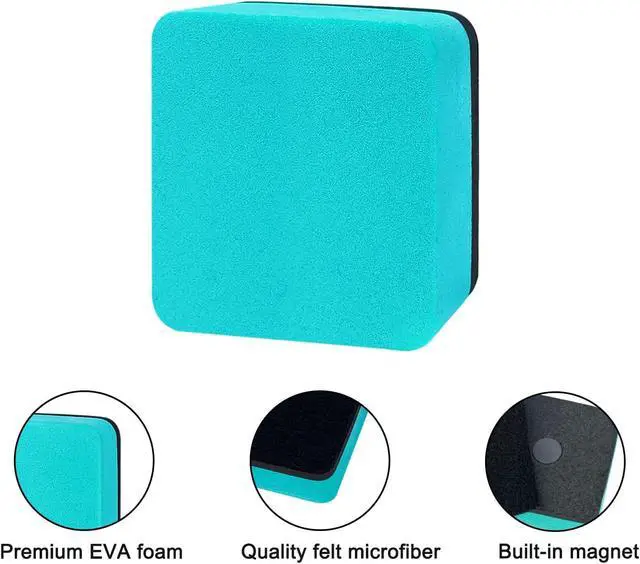 Alt view image 3 of 6 - 40 Pack Dry Erase Erasers, Mini Magnetic Whiteboard Eraser, Square Dry Erase Board Eraser, White Board Eraser Cleaner for Office Classroom Home, 2 x 2 Inches, Green
