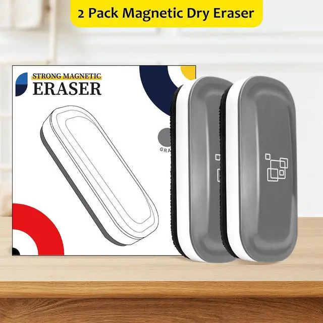 Alt view image 7 of 7 - maxtek Dry Erase Eraser, Magnetic White Board Erasers - 2 Pack, Glass Whiteboard Eraser for Office and School Supplies (Gray)