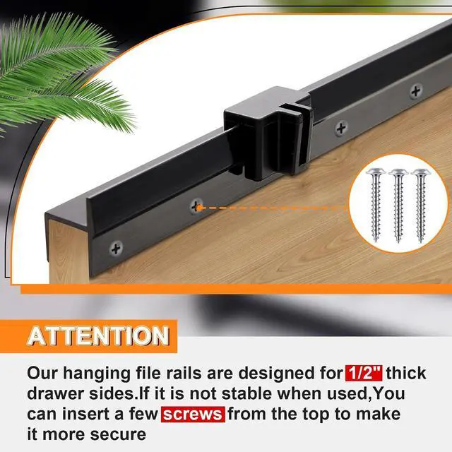 Alt view image 5 of 6 - Leinuosen 6 Pcs File Cabinet Rails file folder for drawers, 1/2 Inch Wide