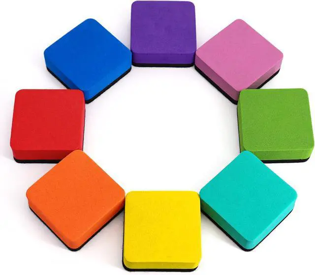 Alt view image 3 of 6 - Magnetic Whiteboard Dry Erasers, 8-Color, 24 Pack, 2 x 2 Inch